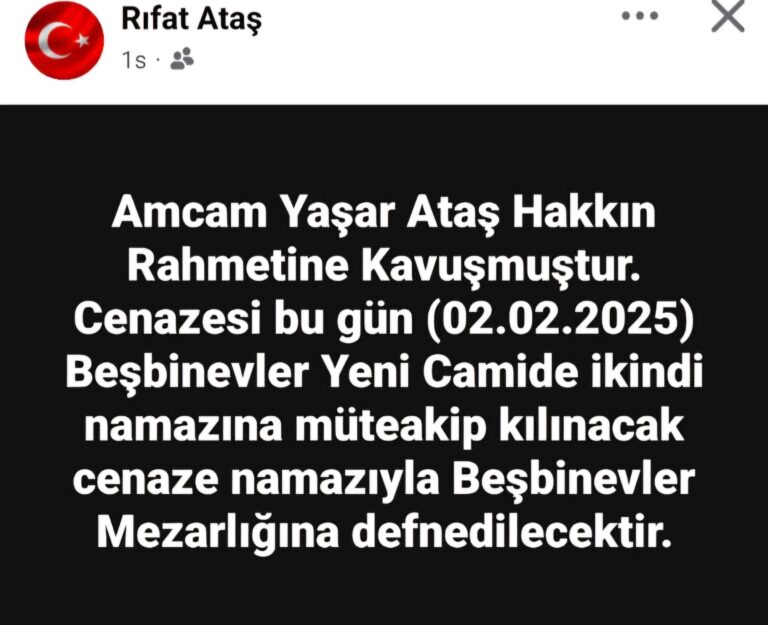 MERSİN ORMAN BÖLGE MÜDÜRÜ RİFAT ATAŞ’IN ACI GÜNÜ