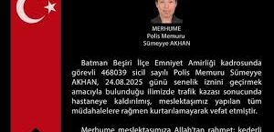 MERSİNLİ POLİS SÜMEYYE AKHAN GEÇİRDİĞİ KAZA SONUCU VEFAT ETTİ.