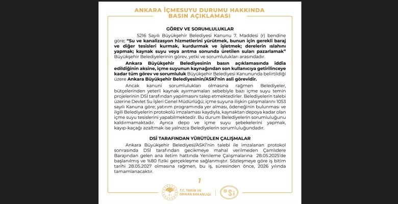 DSİ ANKARA İÇİN ALTERNATİF SU KAYNAKLARI BELİRLEDİ